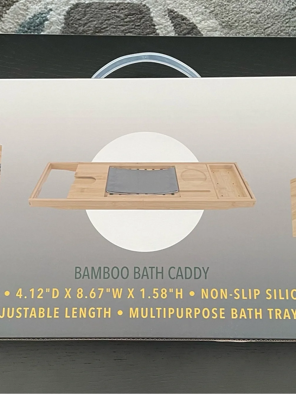 Bamboo Bath Caddy Tray with Phone Holder - Natural Bamboo